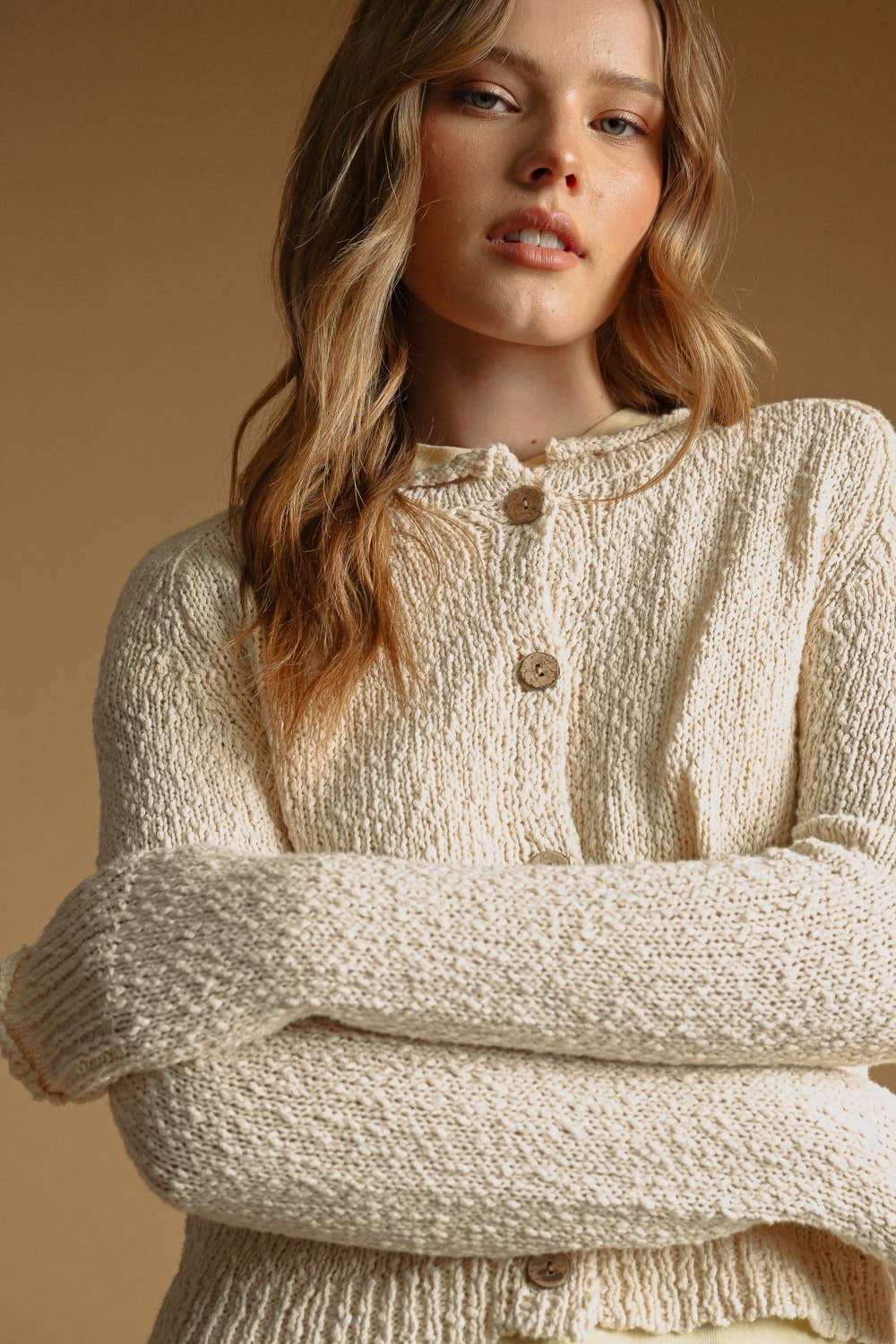 Cotton Slub Cardigan • Cream