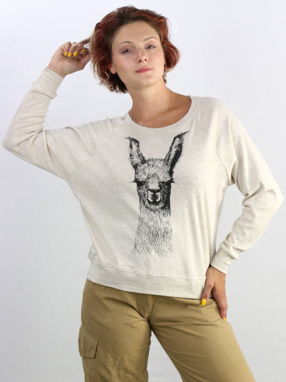 Super Maggie • Pia Tri Blend Pullover • Llama • Ash