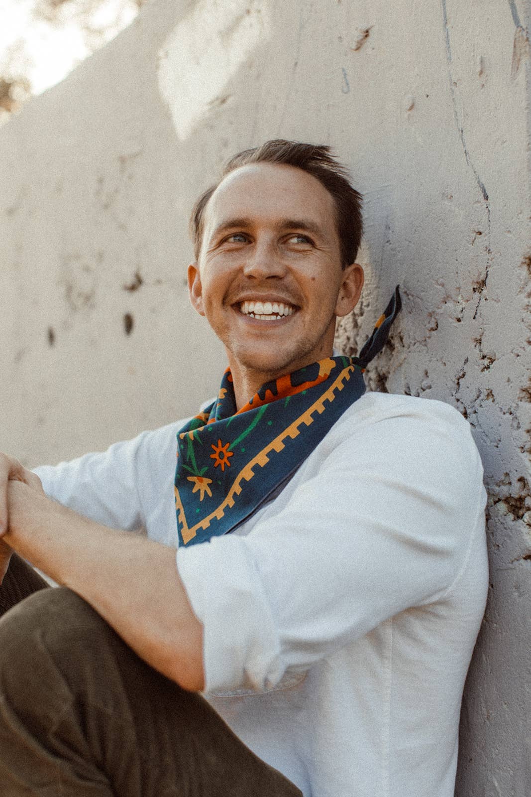 Organic Cotton Bandana • Endless Bloom • Navy & Orange