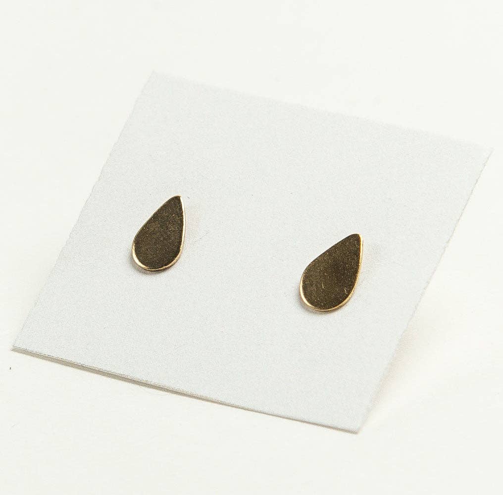 Teardrop Stud Earrings Gold