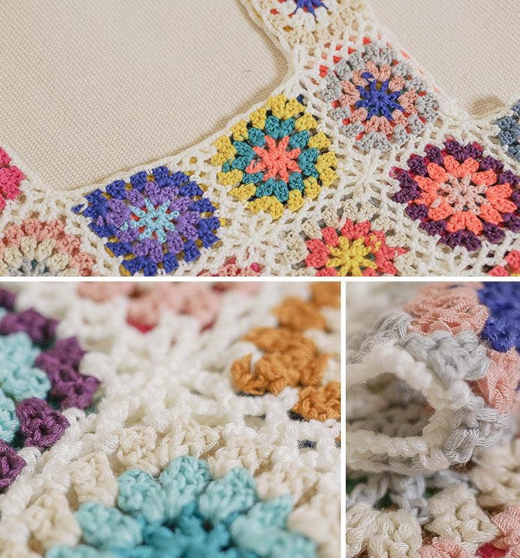 Boho Crochet Squares Tank Natural
