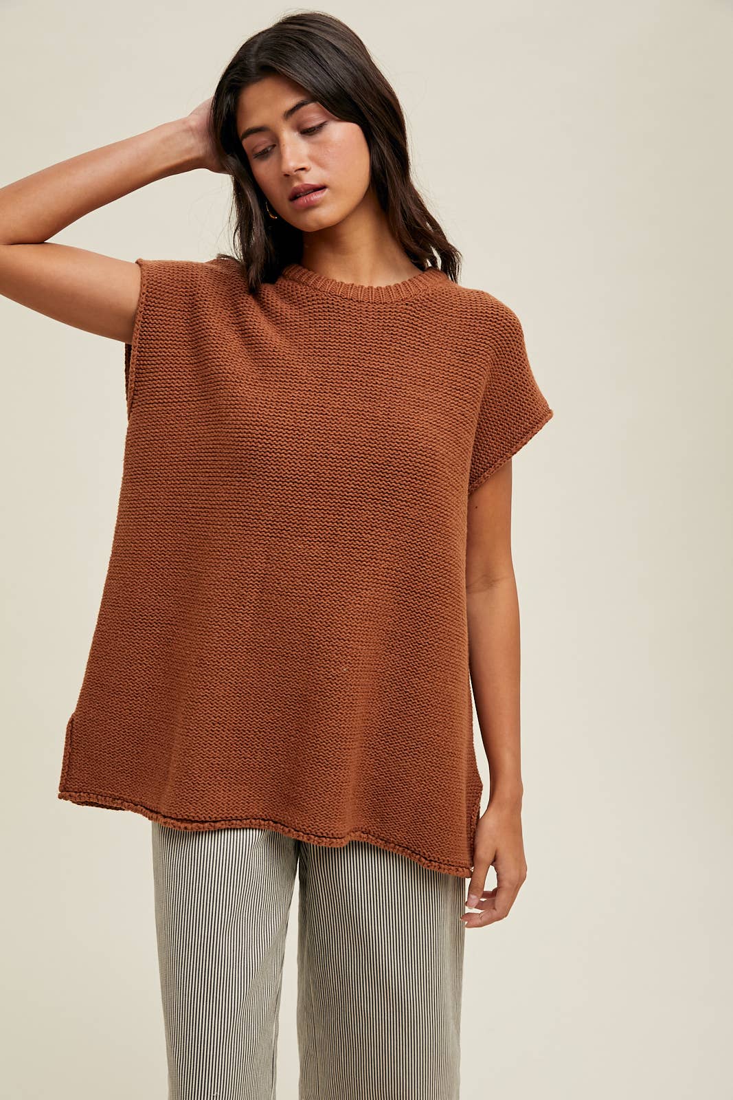 Oversized Sleeveless Sweater • Brown