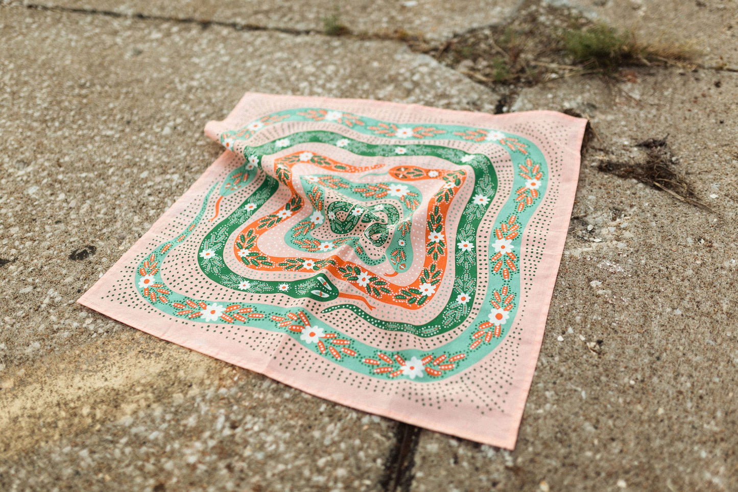Cotton Bandana • No. 069 Snakes • Pink