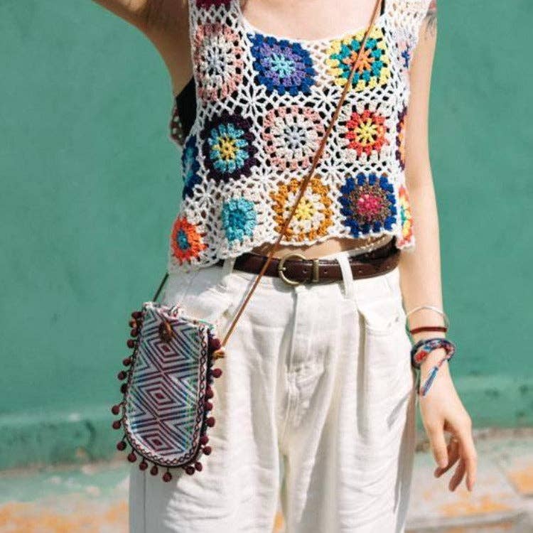 Boho Crochet Squares Tank Natural