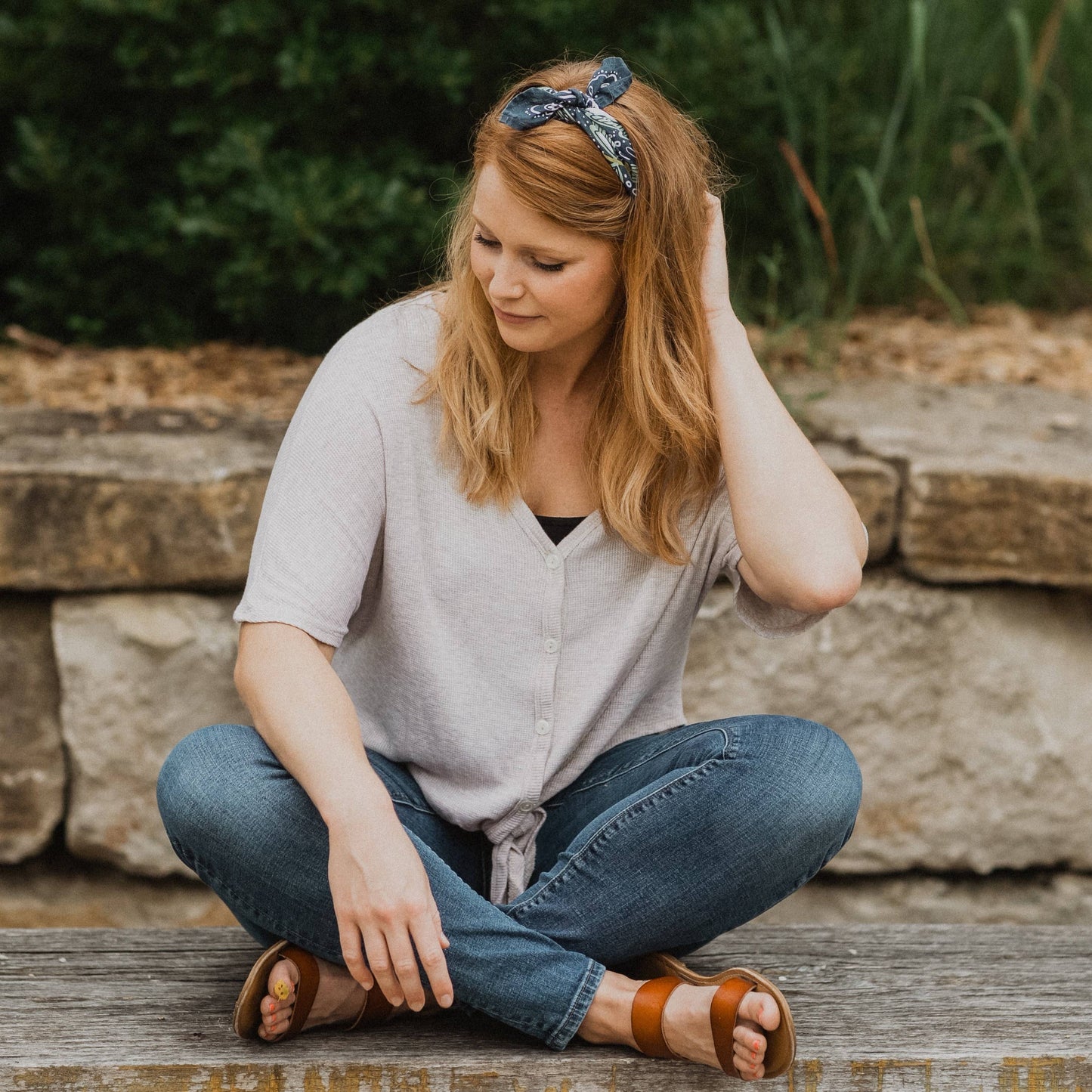 Cotton Bandana No. 017 Amelia Navy Blue