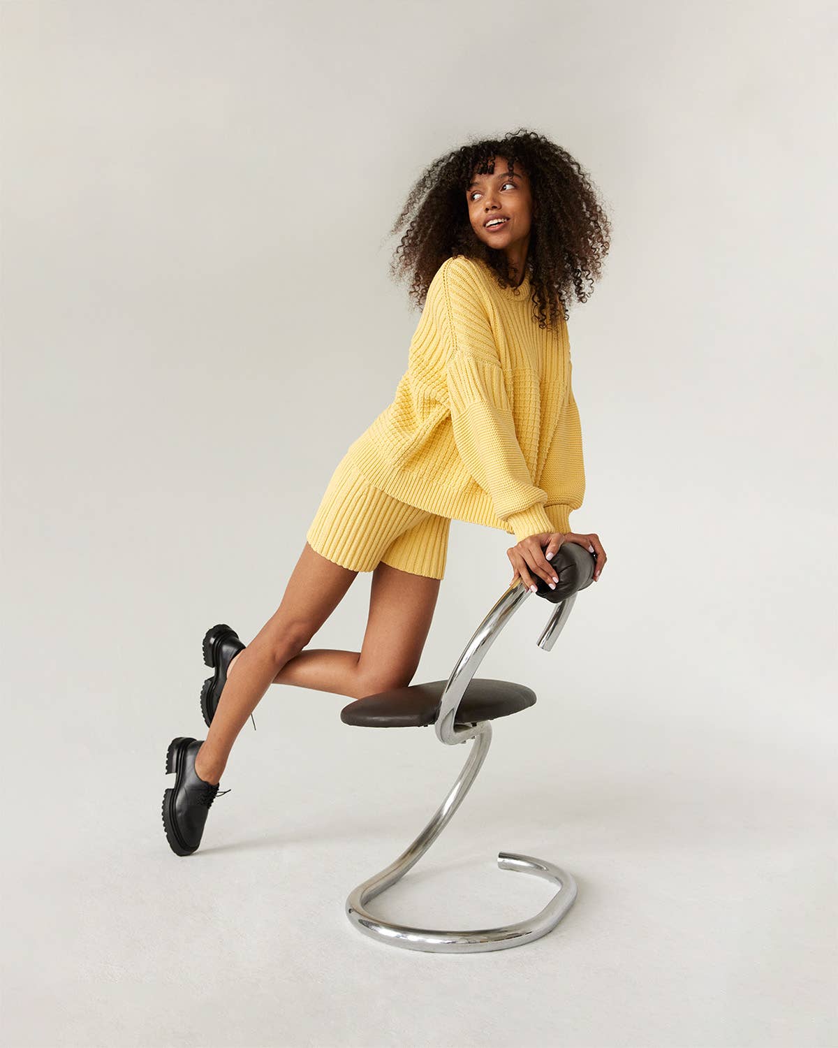 The Knotty Ones • Delčia Cotton Sweater • Lemon Yellow