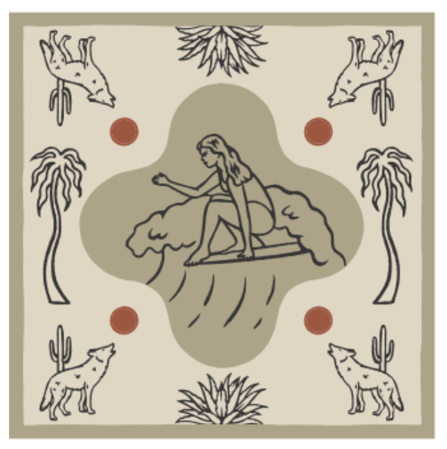 Organic Cotton Bandana • Surfing Through Sands • Natural