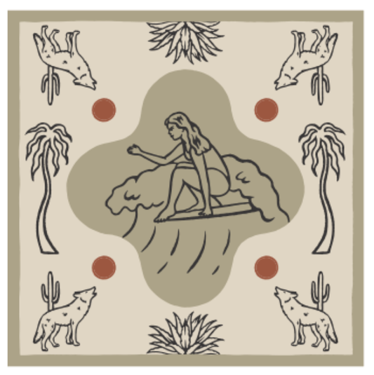 Organic Cotton Bandana • Surfing Through Sands • Natural