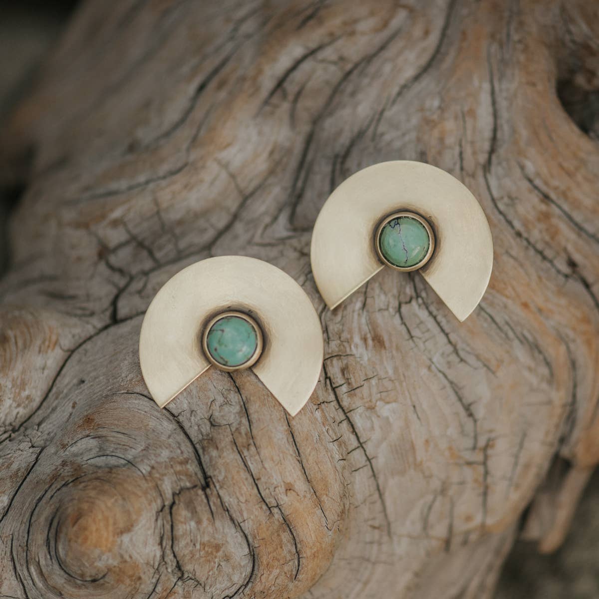 Common Form • Delta Stud Earrings • Turquoise & Brass
