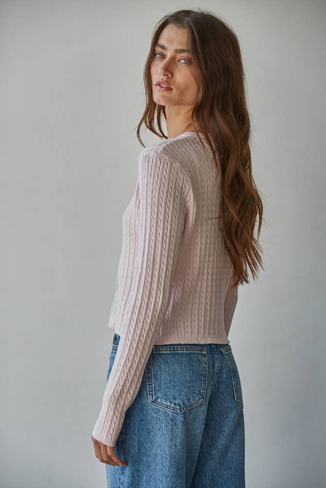 Lightweight Cotton Sweater Top • Ballet Pink