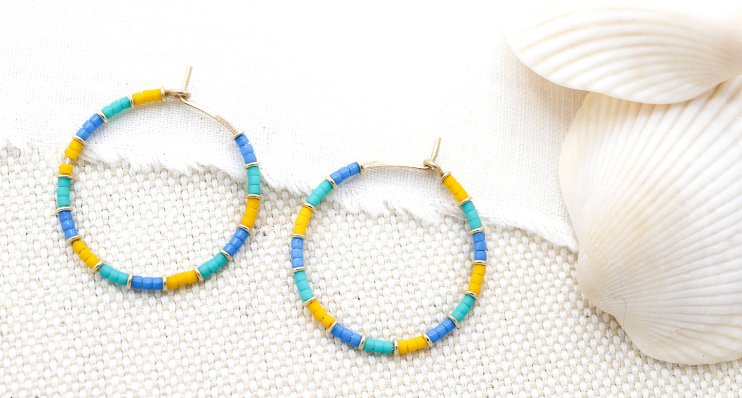 The Swell Life • Exuma Seed Bead Hoops • 14K Gold Fill