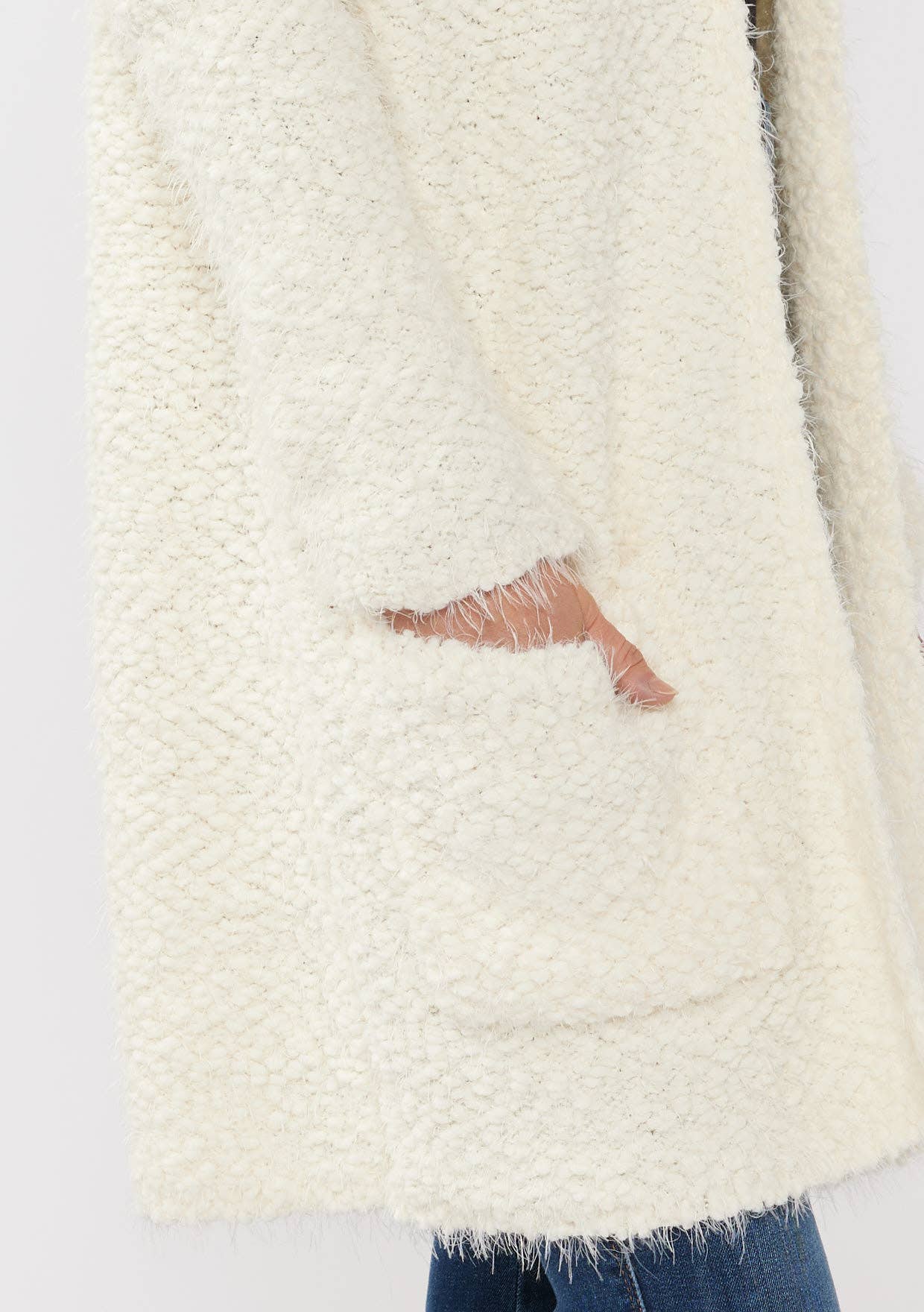 Fuzzy Hooded Cardigan • Ivory