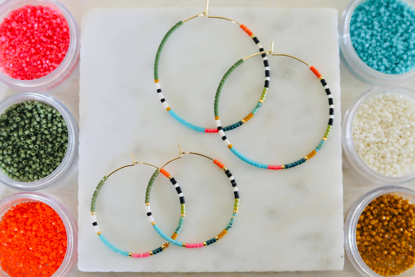 Beaded Hoop Earrings • Pie in the Sky • Pick Your Size