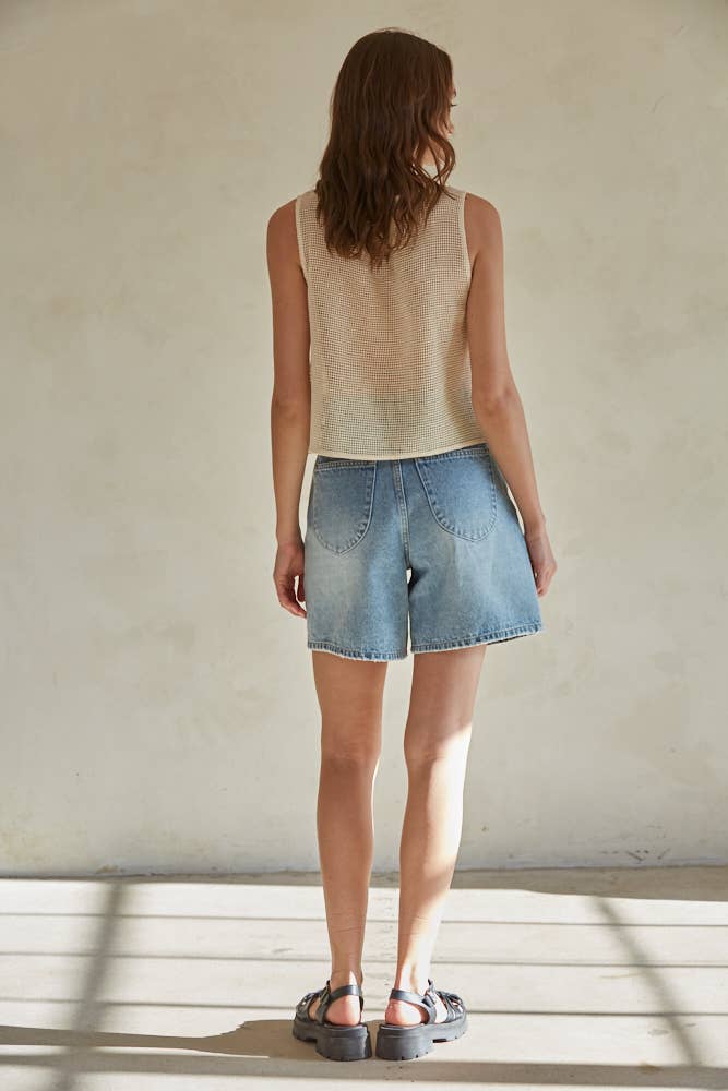 Cotton Embroidered Tank Top Natural