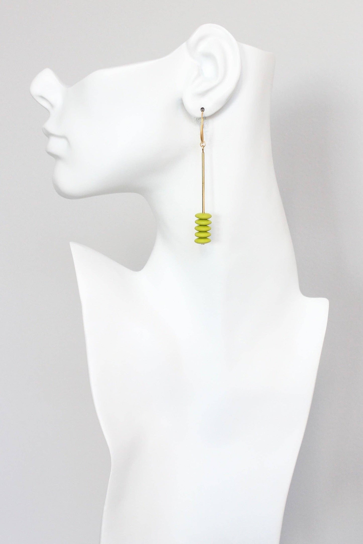 Glass Disc Bead Earrings Chartreuse