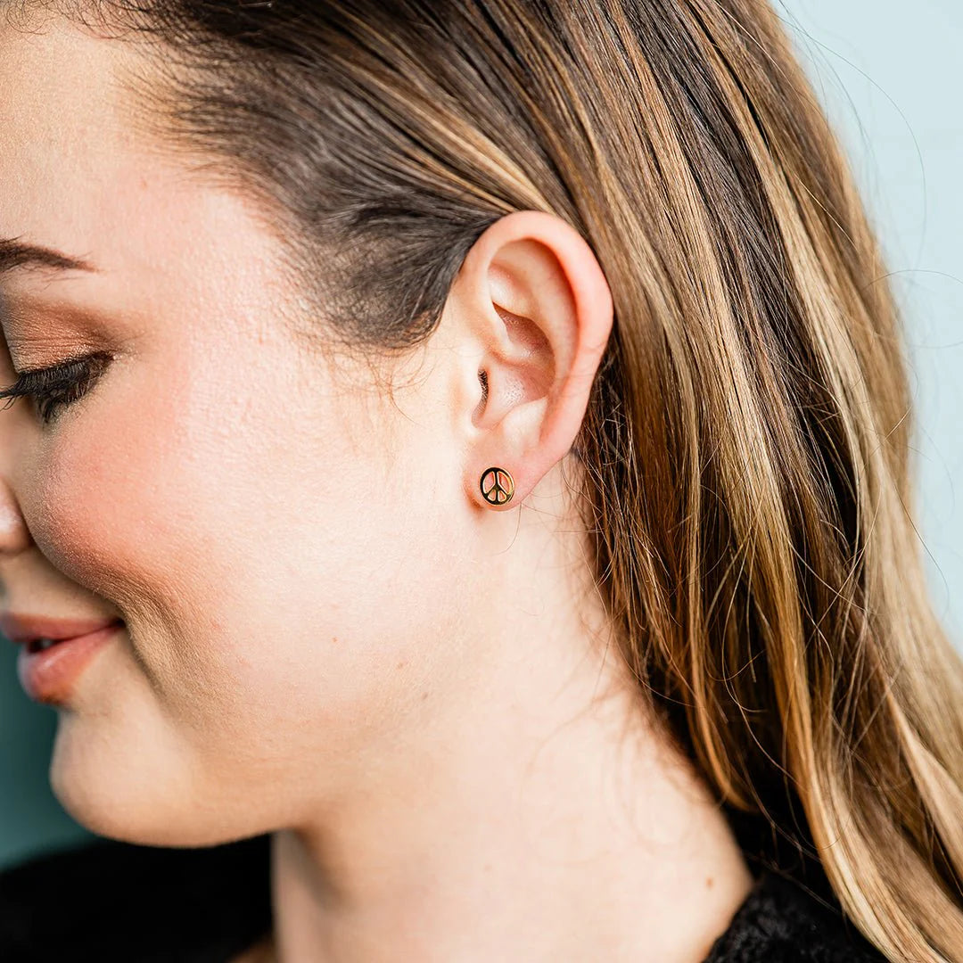Ornamental Things • Tiny Peace Stud Earrings • Gold