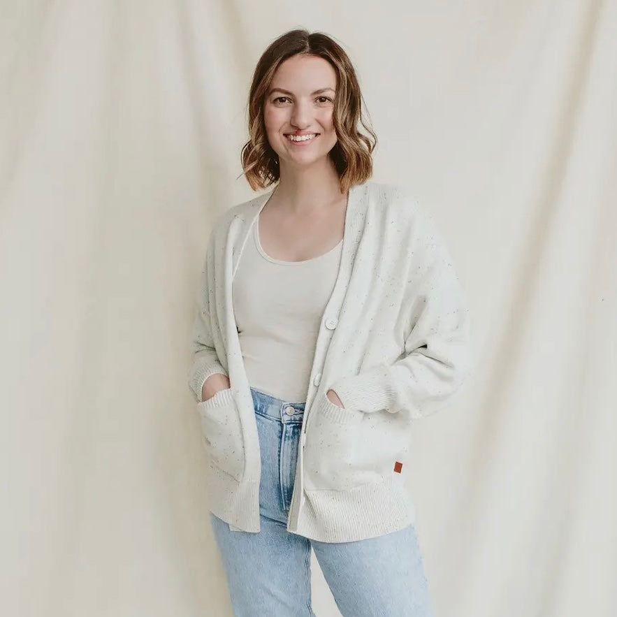 Goumi • Organic Knit Cardigan • Speckled Ivory