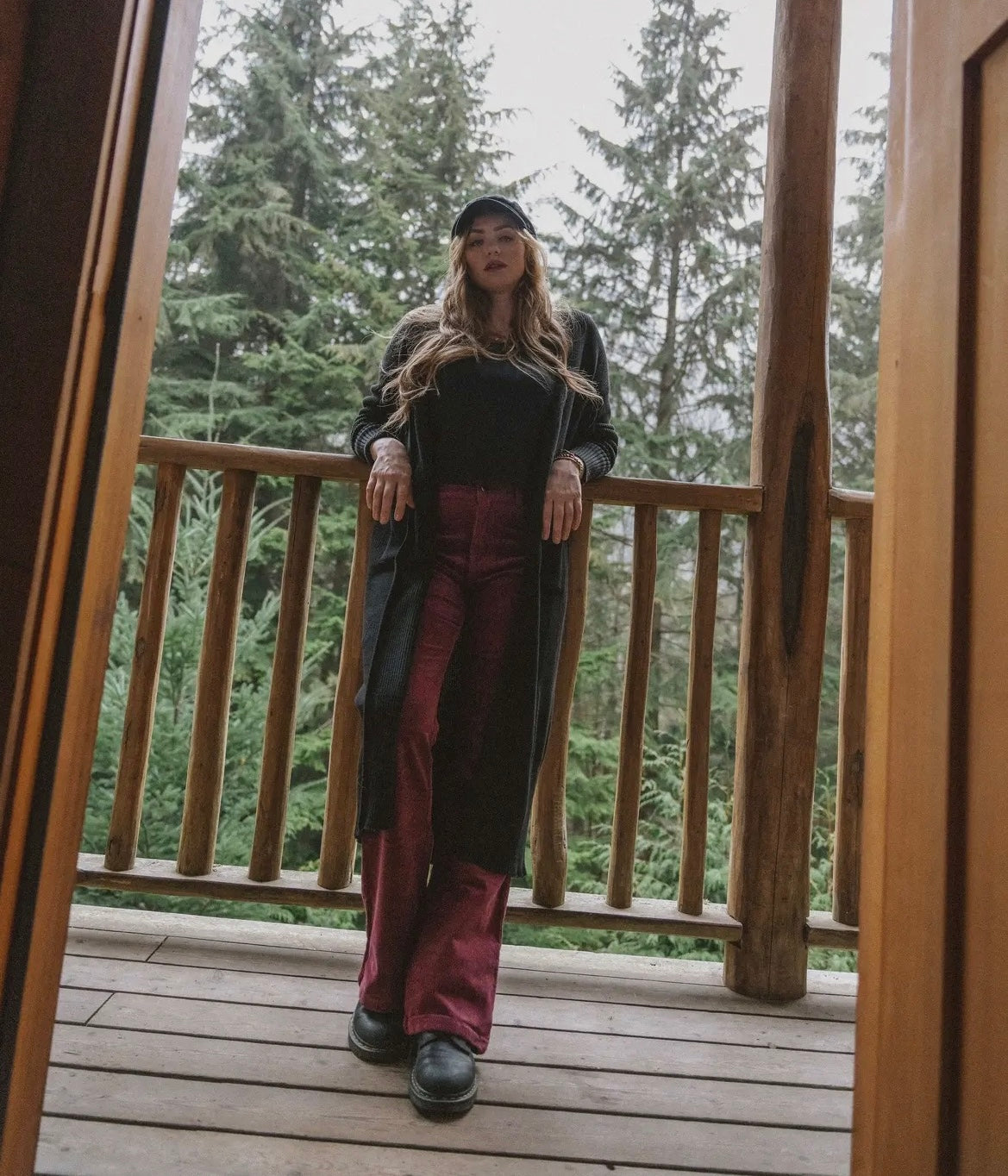 Jackson Rowe • Milled Highwaisted Flare Corduroy Pant • Mulled Wine
