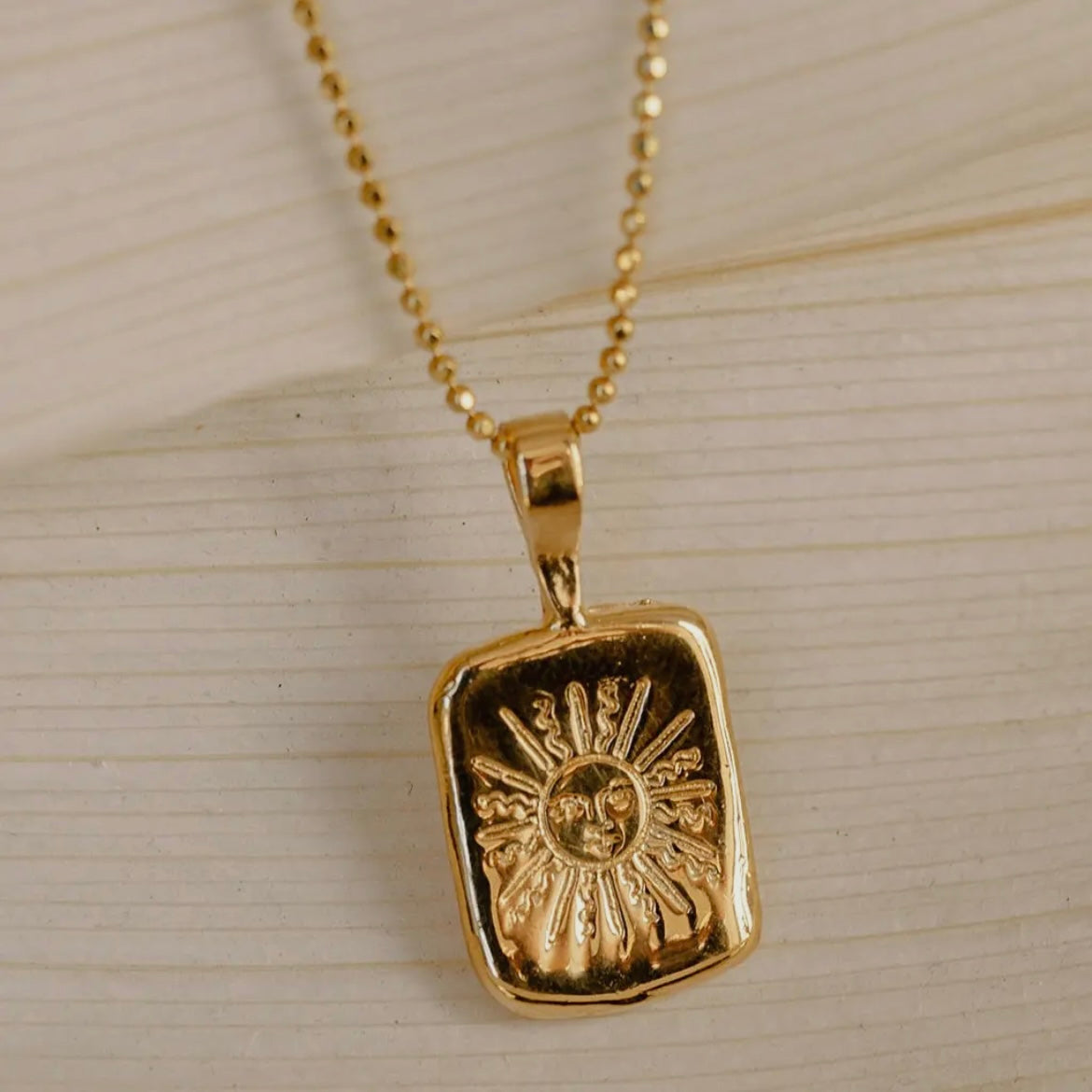 Dea Dia • Sun Tarot Card Pendant Necklace • Brass