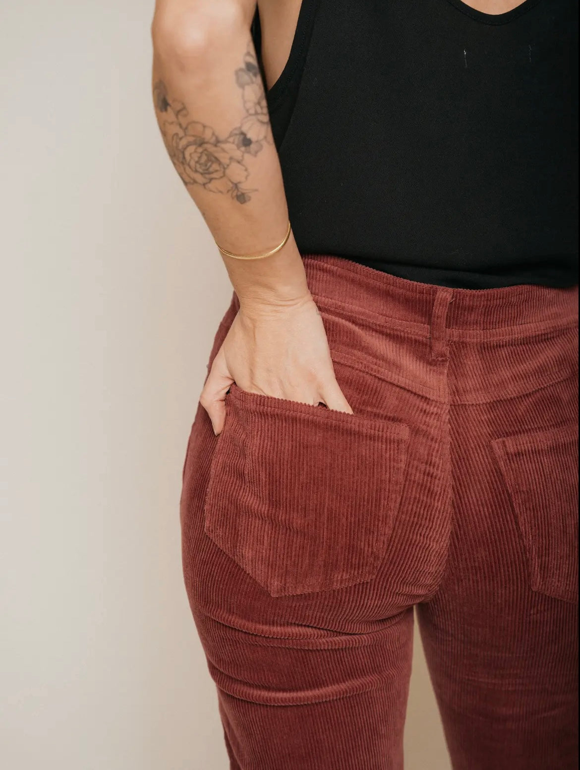 Jackson Rowe • Milled Highwaisted Flare Corduroy Pant • Mulled Wine