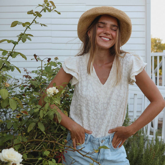 Louisiana Blouse • Off White Animal Texture