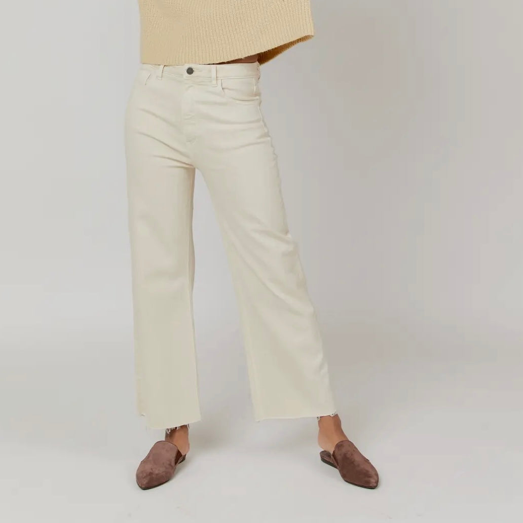 Oliver Logan • Aberdeen High Rise Wide Leg Denim • Ecru