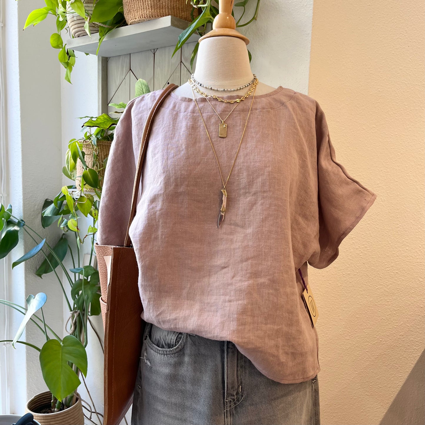 Terra • Handmade Loose Fit Linen Top • Lavender Dusty Purple