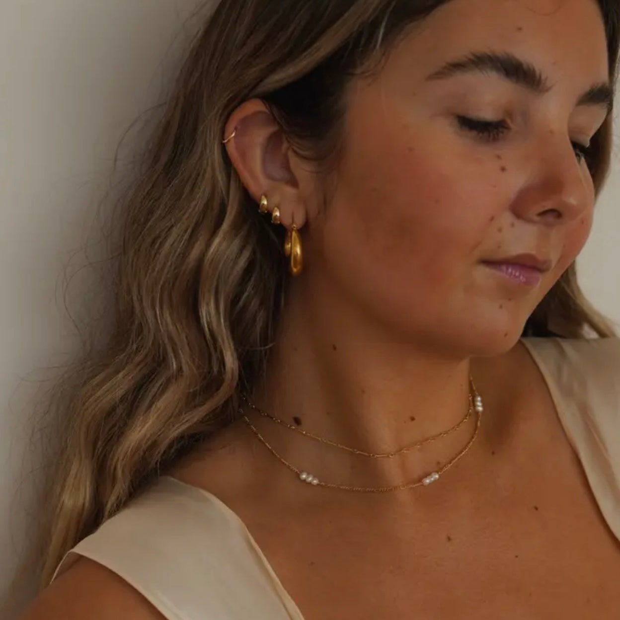 Dainty Jasmine Pearl Chain Necklace • 14K Gold Fill