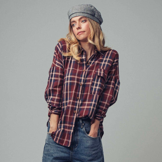 Classic Oversized Cotton Flannel • Burgundy Plaid