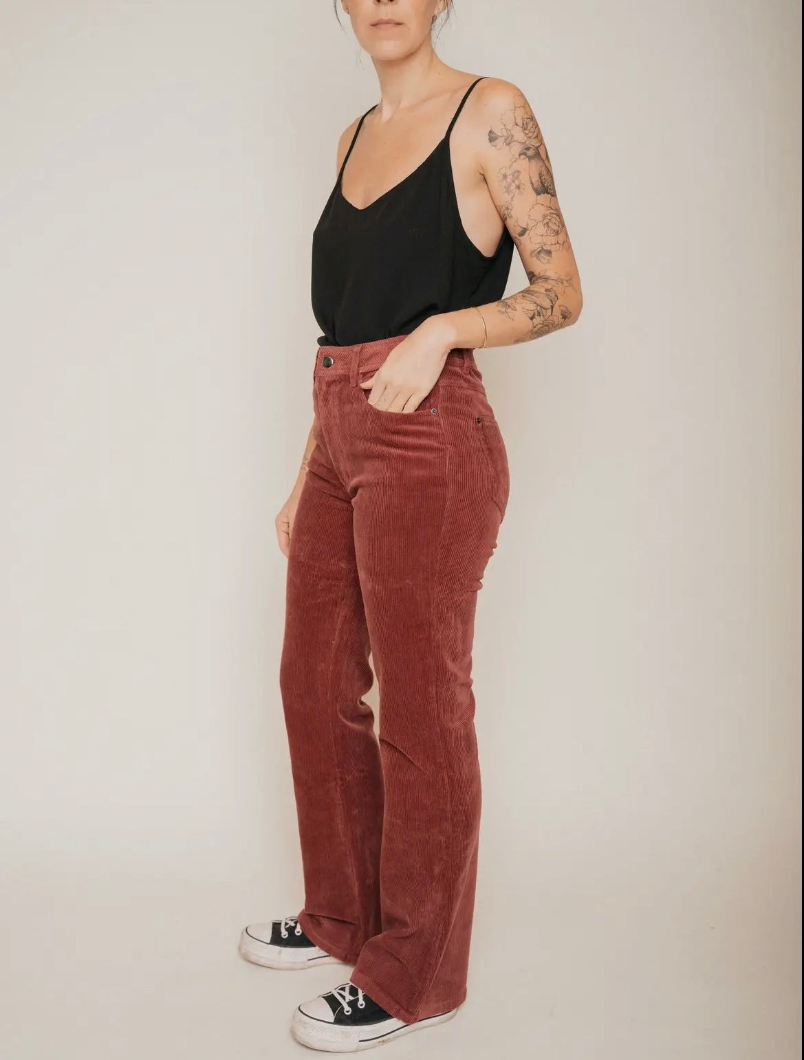 Jackson Rowe • Milled Highwaisted Flare Corduroy Pant • Mulled Wine