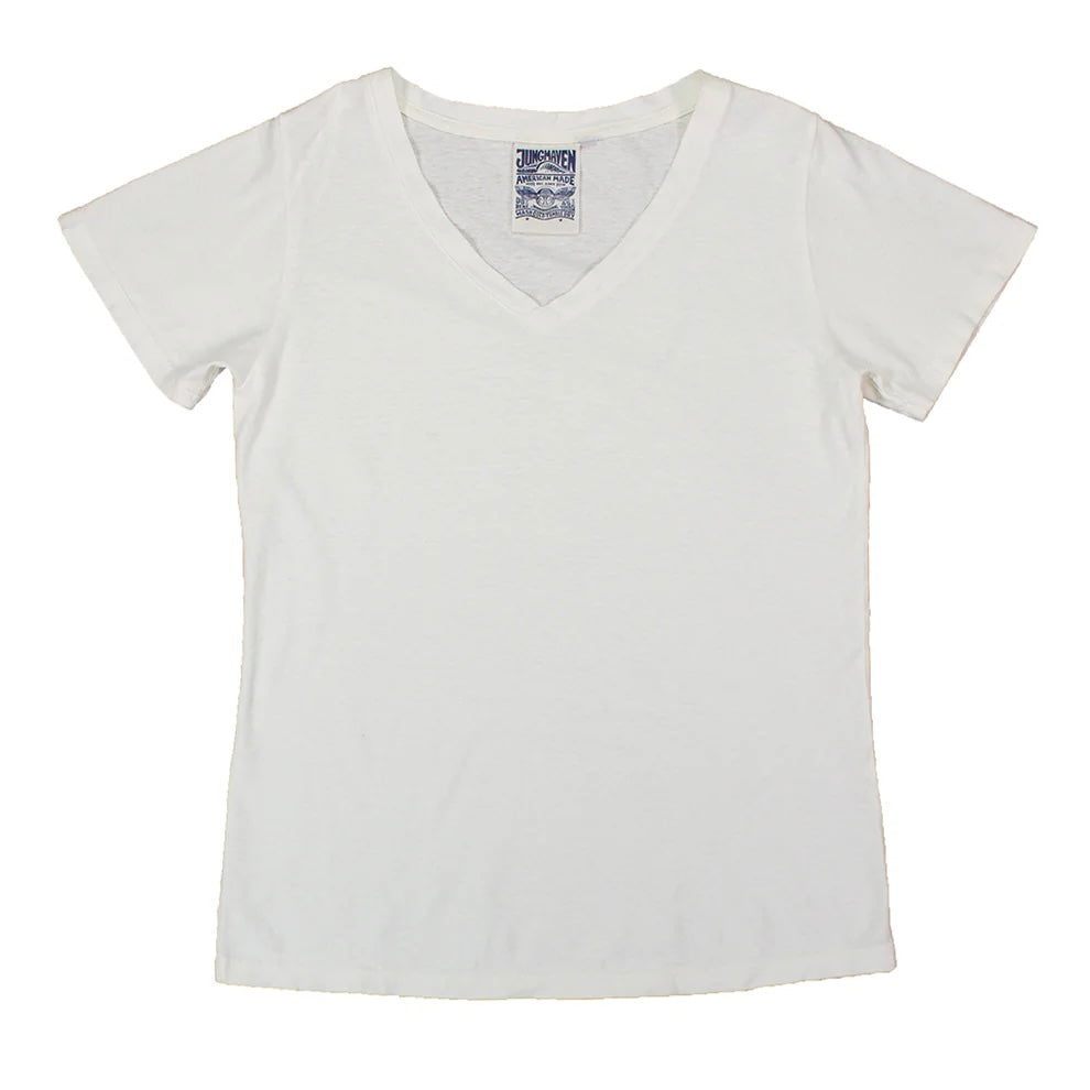 Jungmaven • Hemp & Organic Cotton Paige V-neck Tee • Washed White