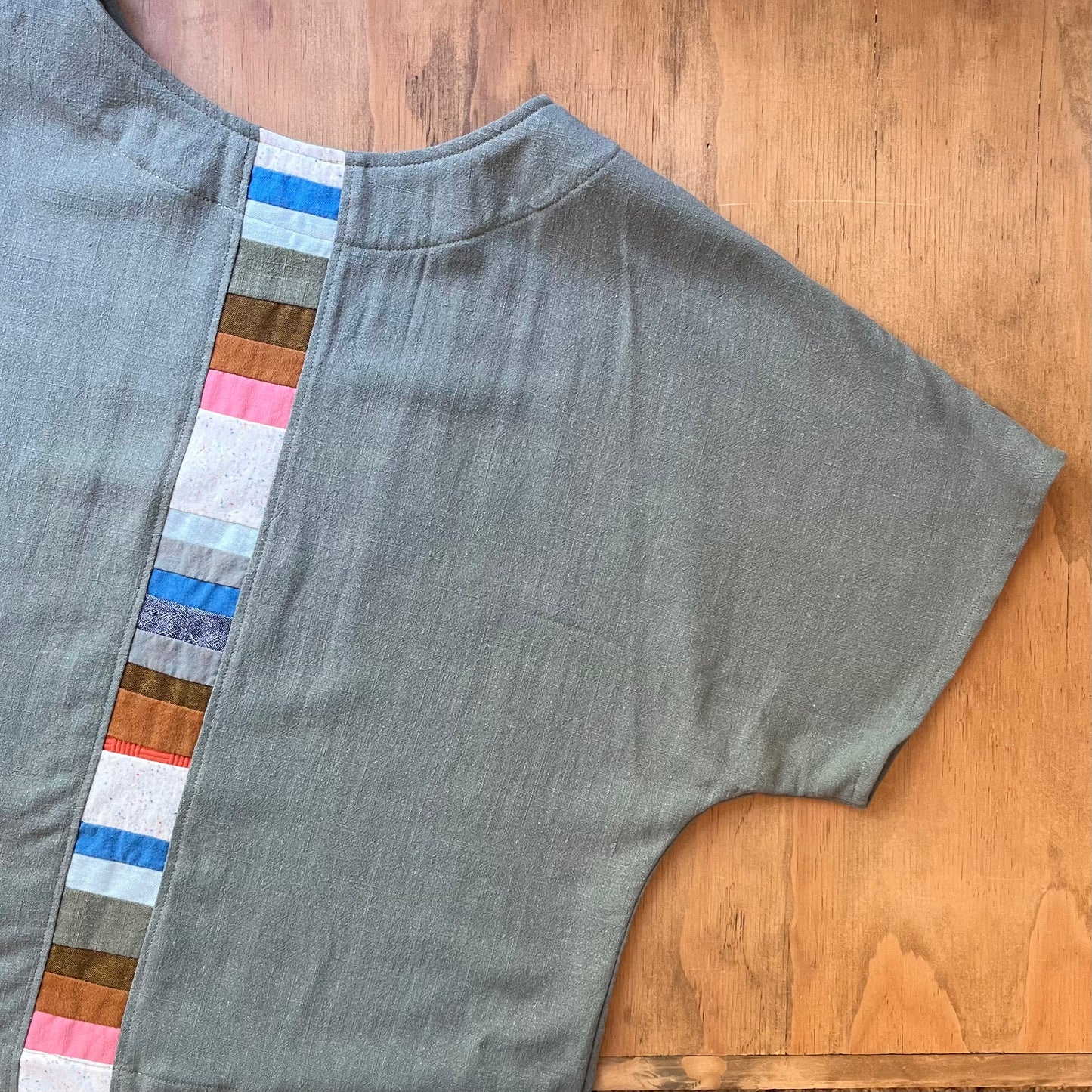 Terra • Handmade Loose Fit Linen Rayon Top • Light Olive Green
