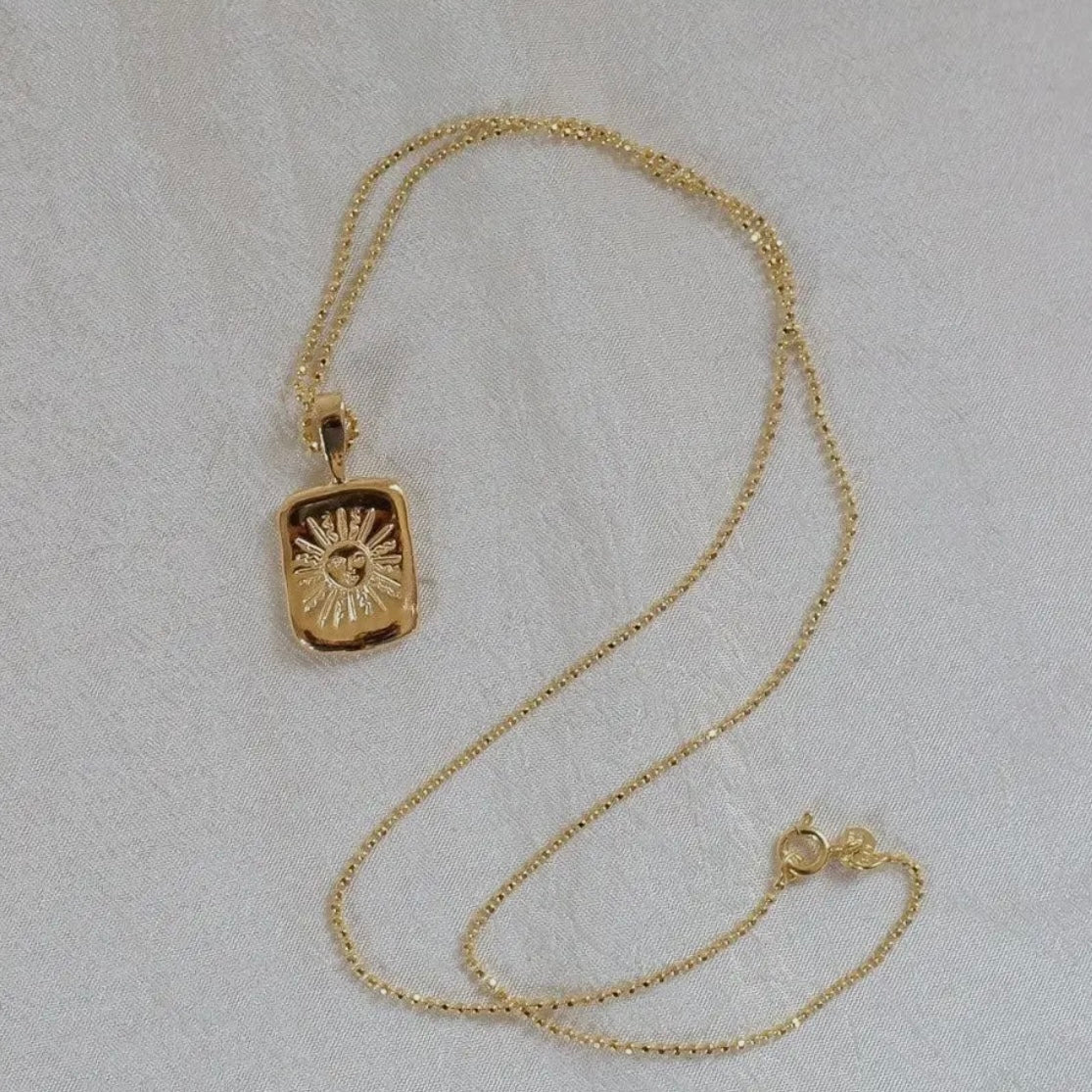 Dea Dia • Sun Tarot Card Pendant Necklace • Brass