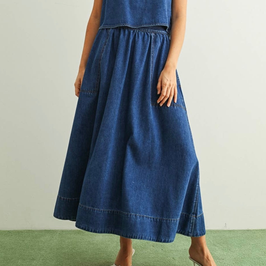 A Line Denim Skirt • Classic Wash – Wallflower Santa Cruz