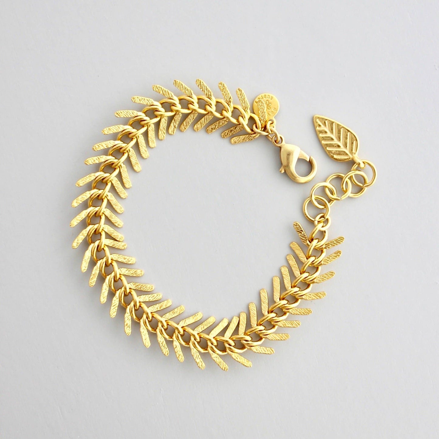 Fish Bone Chain Bracelet Plated Gold