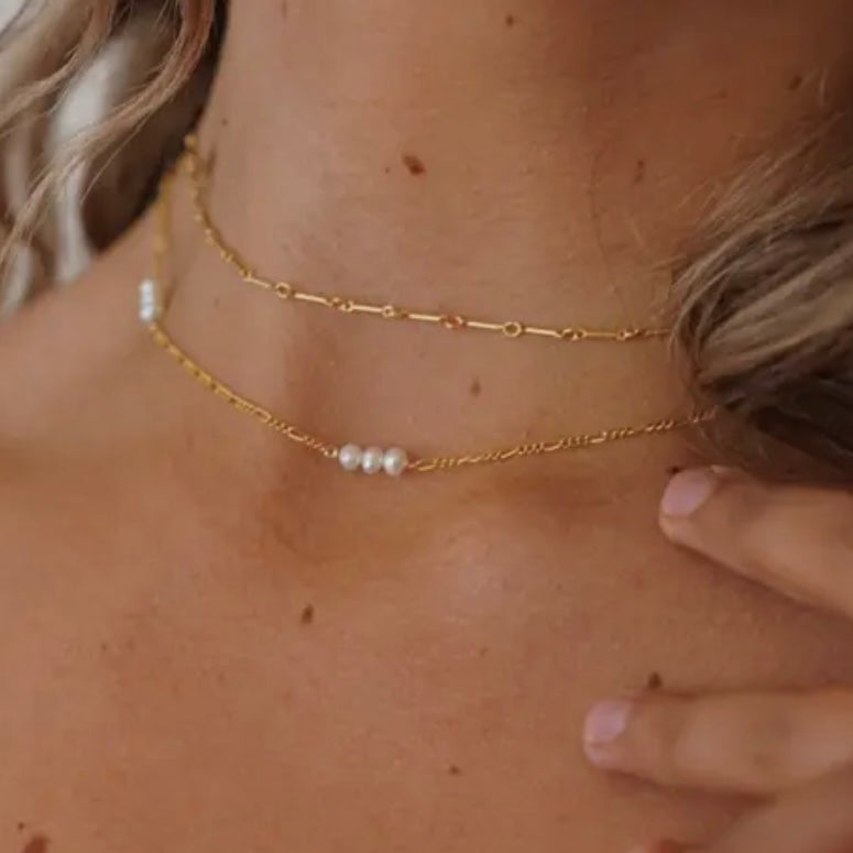 Dainty Jasmine Pearl Chain Necklace • 14K Gold Fill