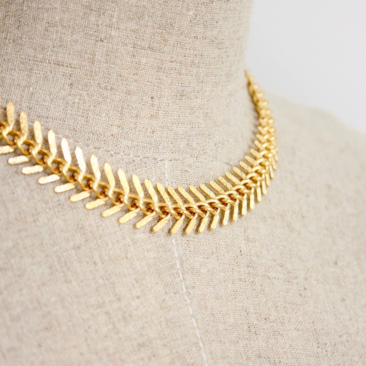 DOR215 Gold Chain Fish Bone Necklace