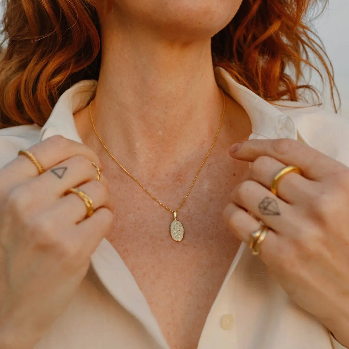 Dea Dia • Serpent Rising Snake Pendant Necklace • Brass