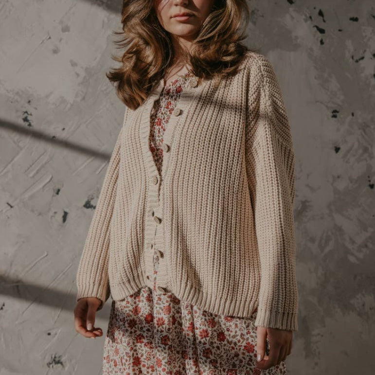 Oatmeal chunky knit cardigan hotsell