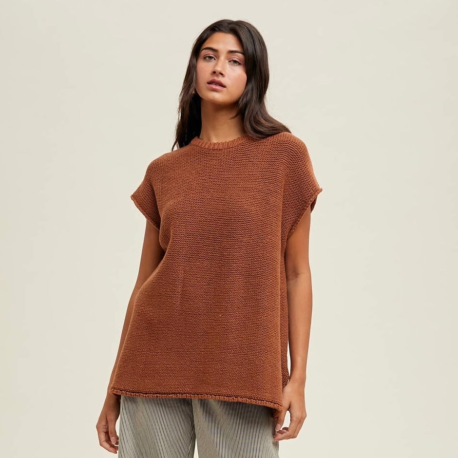 Oversized Sleeveless Sweater • Brown