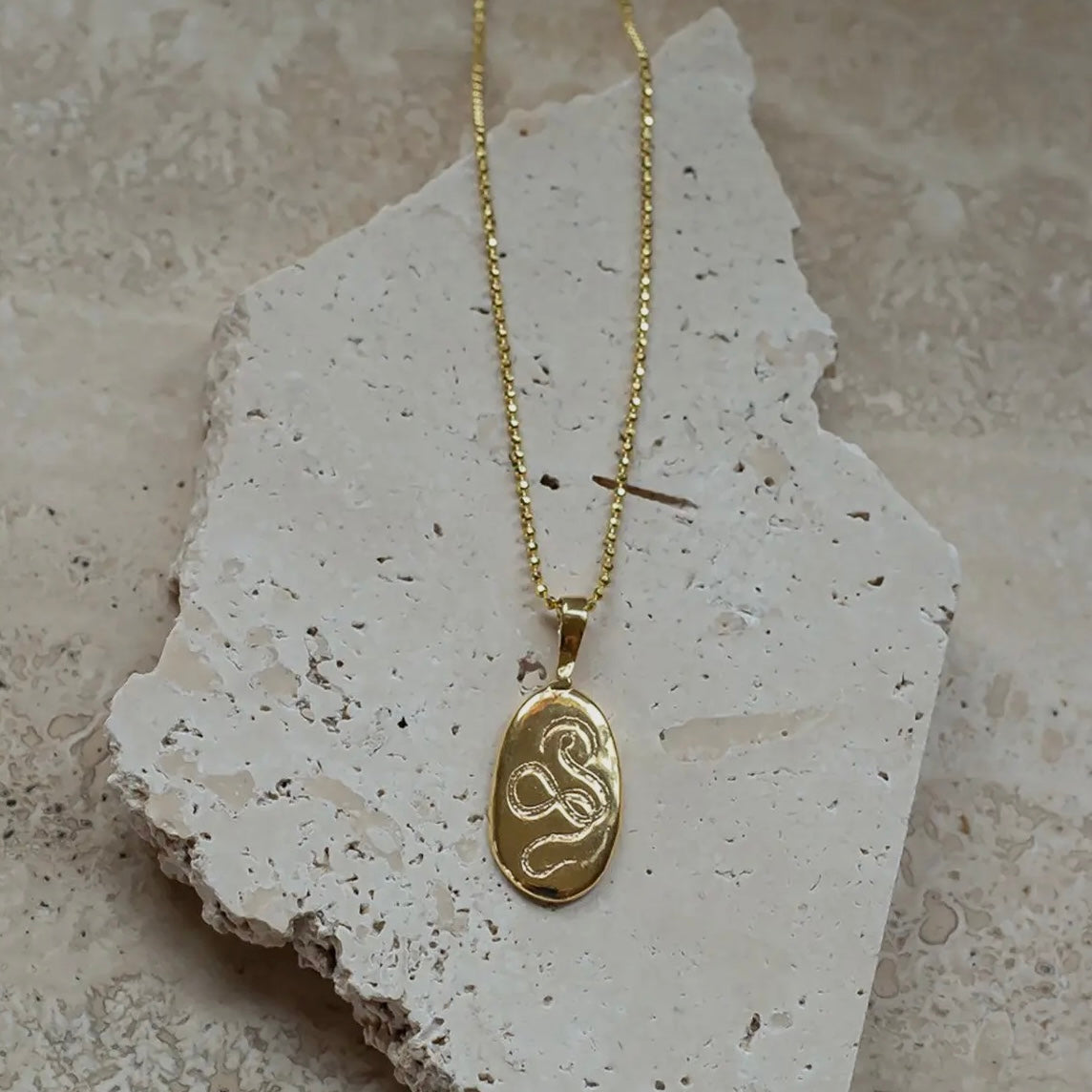 Dea Dia • Serpent Rising Snake Pendant Necklace • Brass