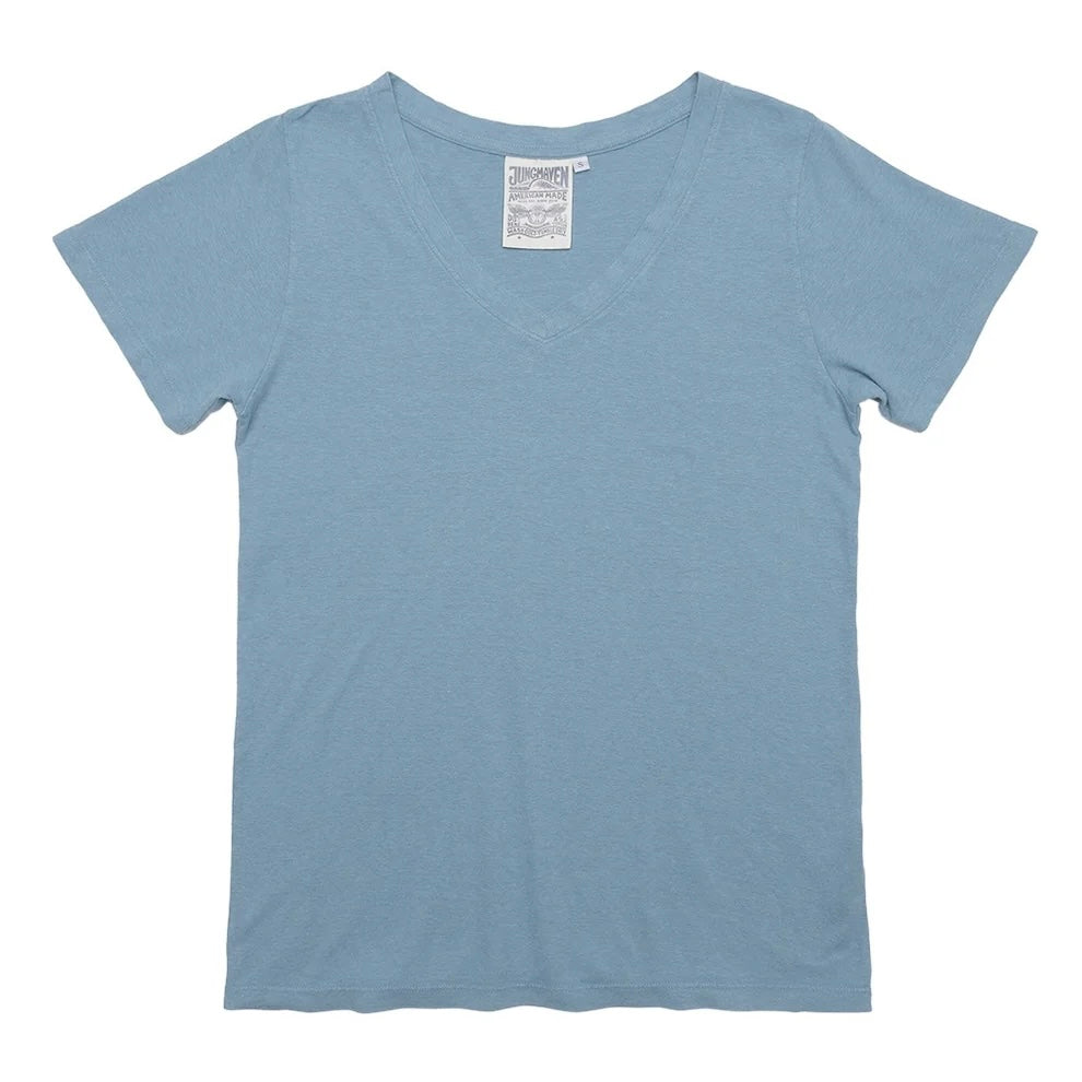 Jungmaven • Hemp & Organic Cotton Paige V-neck Tee • Blue Heaven