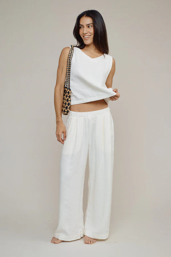 Jungmaven • Cambria Wide Leg Hemp Pant • Washed White