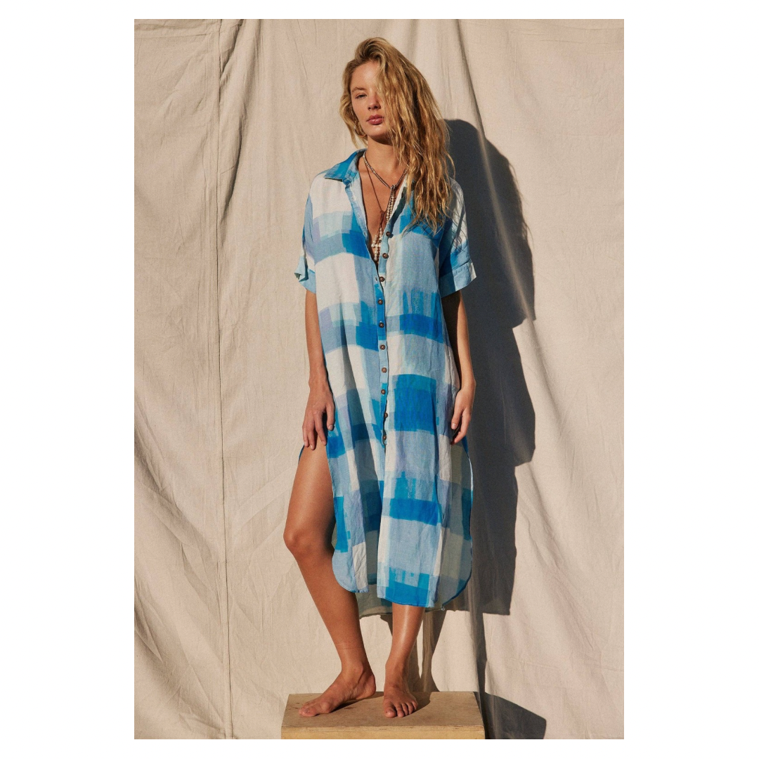Jen’s Pirate Booty • Ocean Front Buttondown Dress • Blue Sky