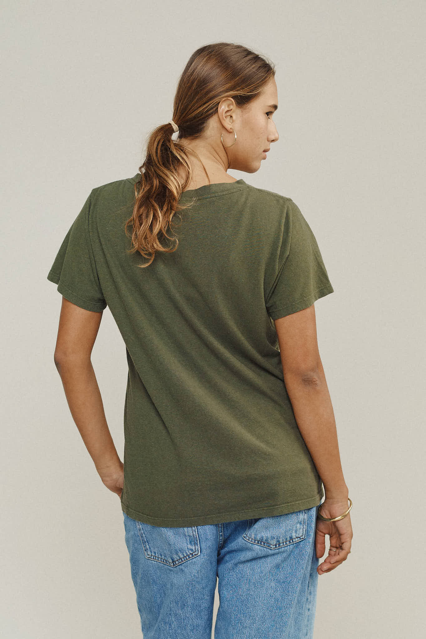 Jungmaven • Hemp & Organic Cotton Paige V-neck Tee • Washed White