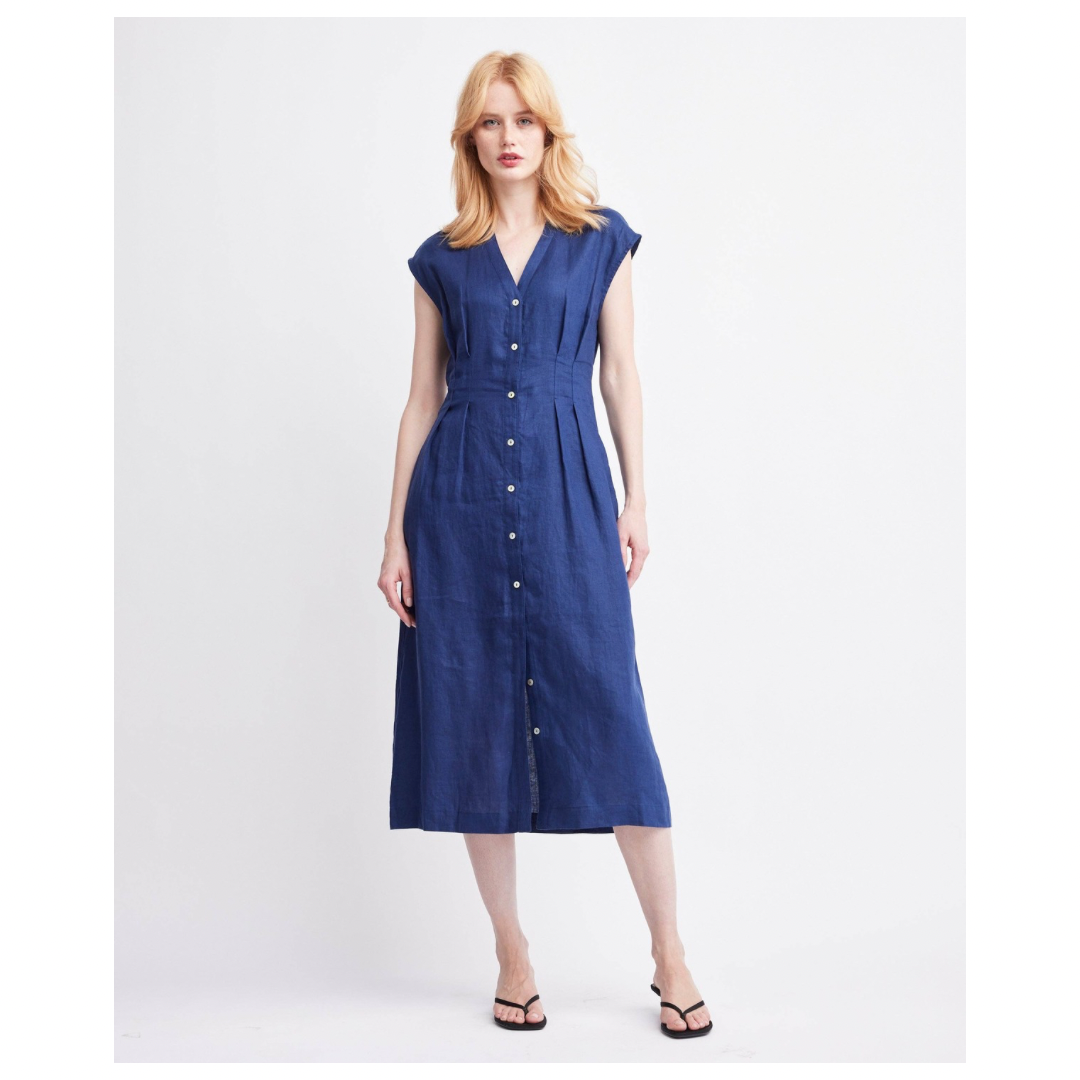 Self Contrast • Jamila Midi Dress • Navy