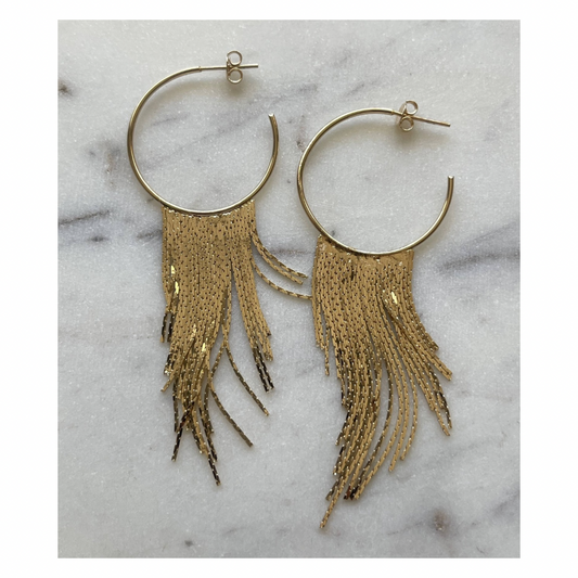 Laguna Fringe Hoop Earrings • 14K Gold Fill