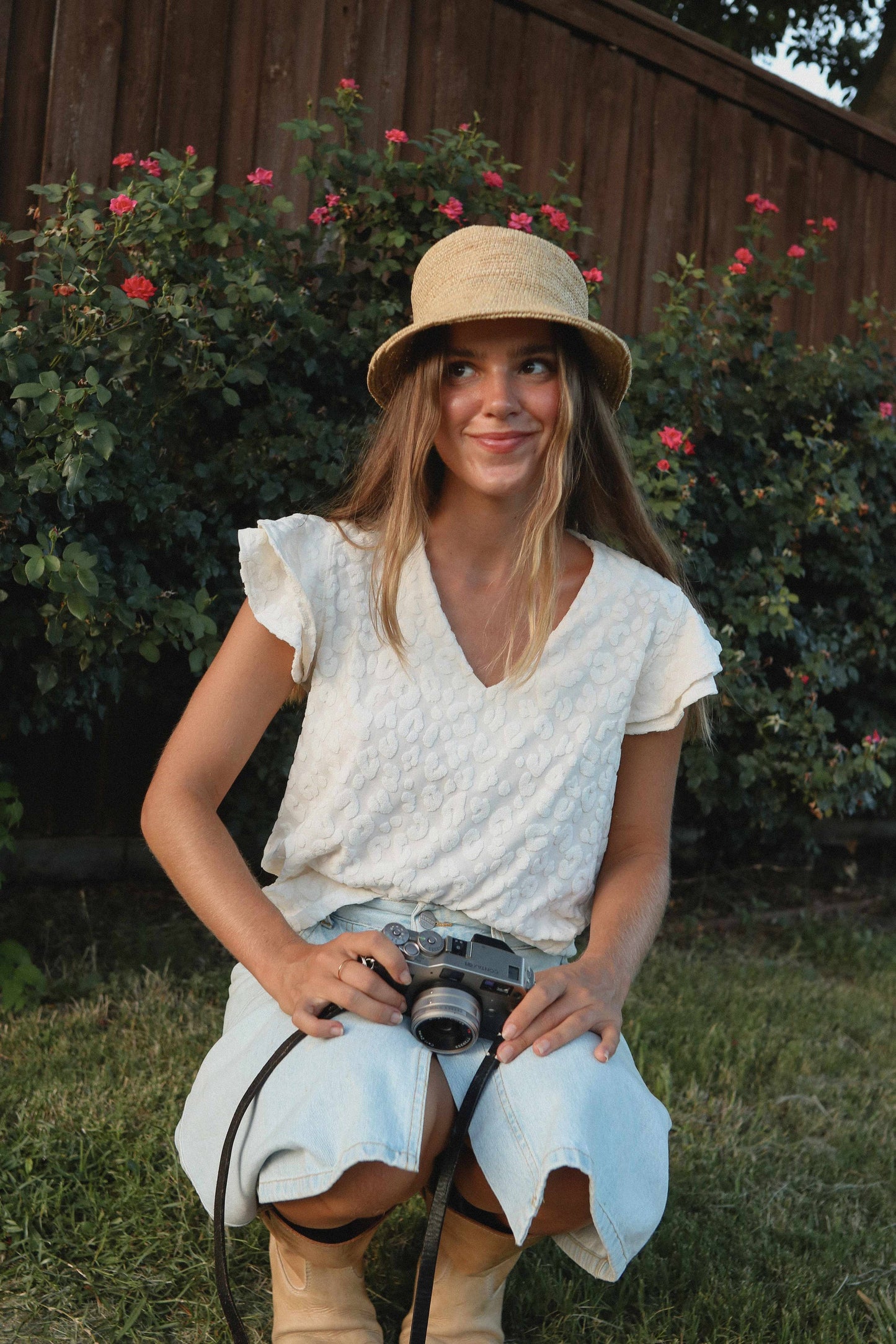Louisiana Blouse • Off White Animal Texture