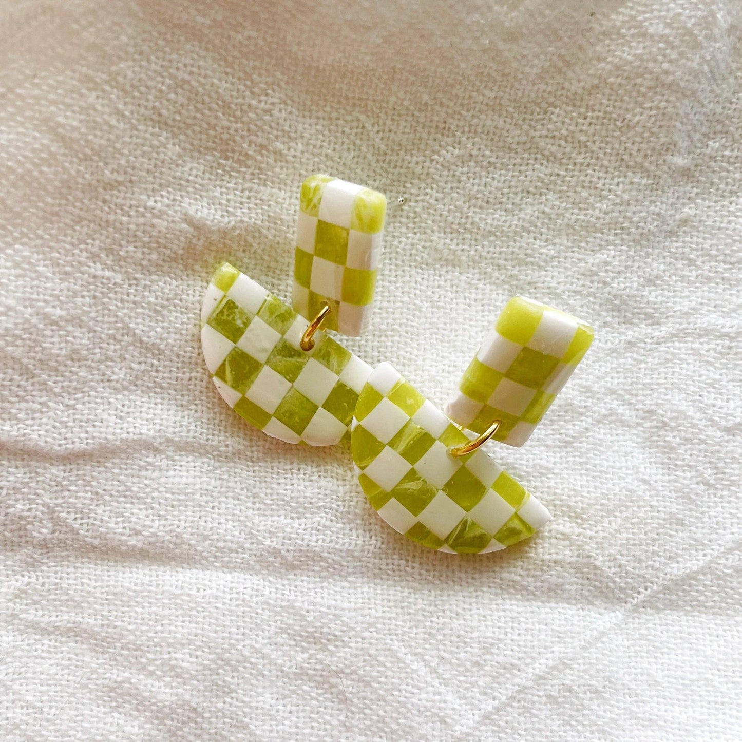Meadow & Mae • Tris Statement Earrings • Chartreuse & Cream
