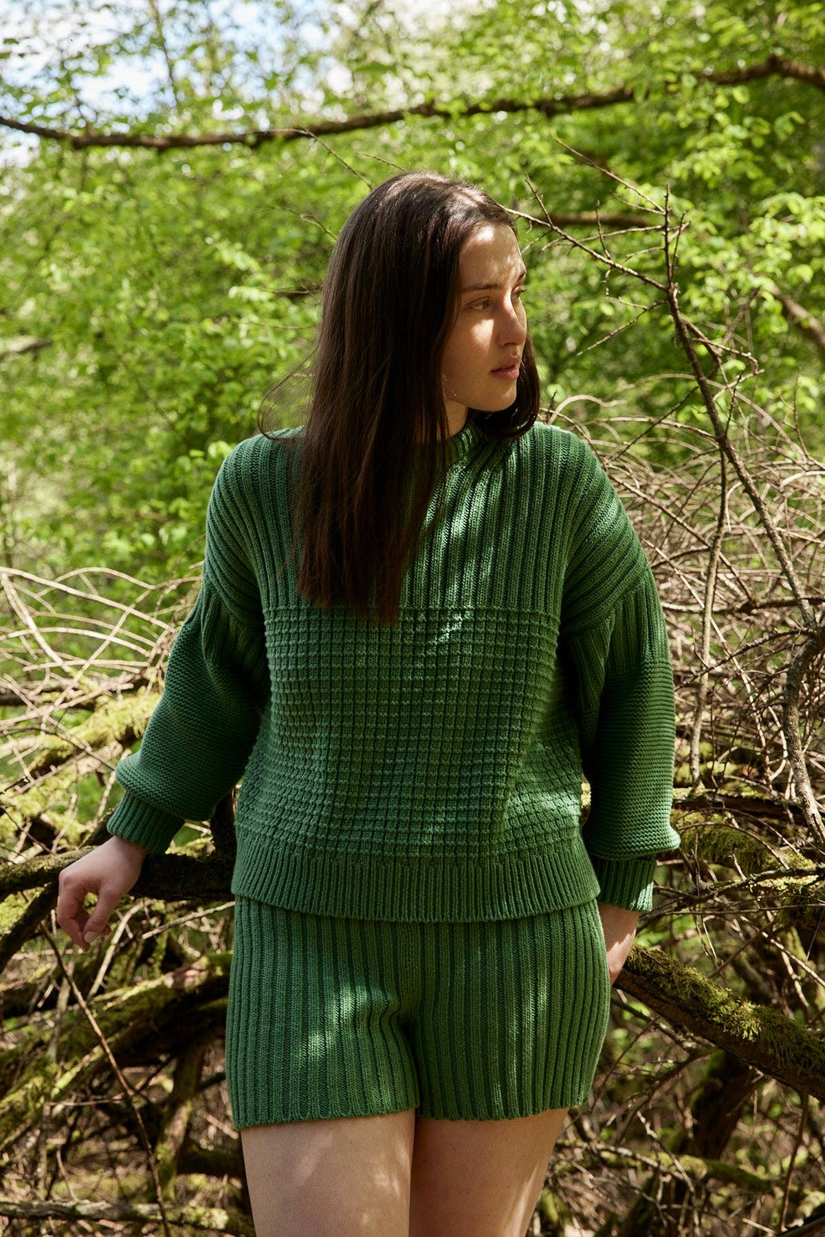 The Knotty Ones • Delčia Cotton Sweater • Fern Green